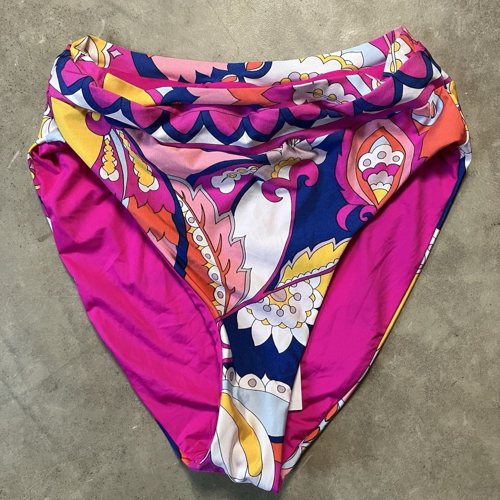 Trina Turk‎ Swimwear Bottom Womens Size 4 Multicolor Sevilla Banded High Waist
